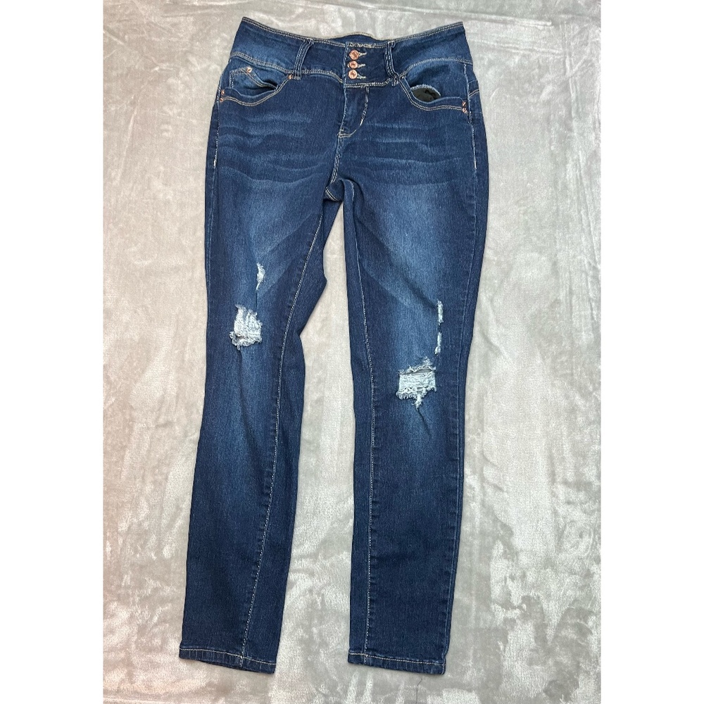 WBB Royalty Distressed High Waist Skinny Dark Blue Wash Size 8 Jeans